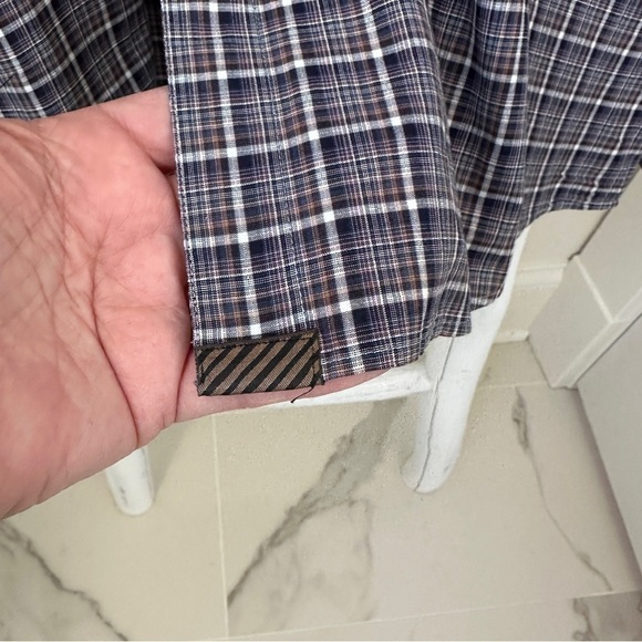 Billy Reid Men's Plaid Shirt - Blue and White SZ Large - Picture 6 of 13